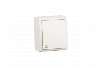 Simon 15 Aqua Бежевый Выключатель 1-клавишный кнопочный с подсветкой с символом "звонок" наружный, IP54